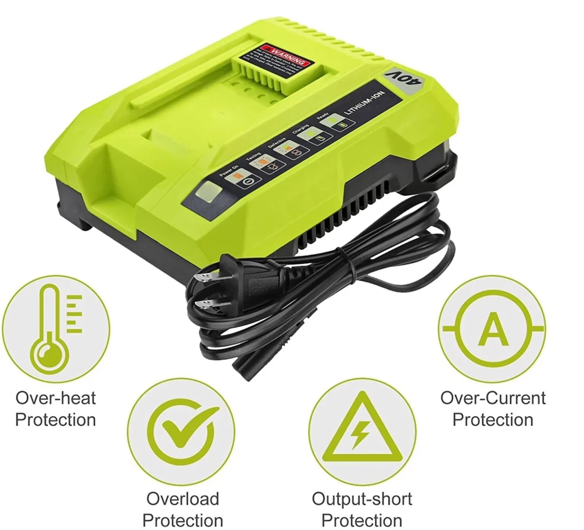 Ryobi 40V Lithium-Ion Rapid Battery Charger protection