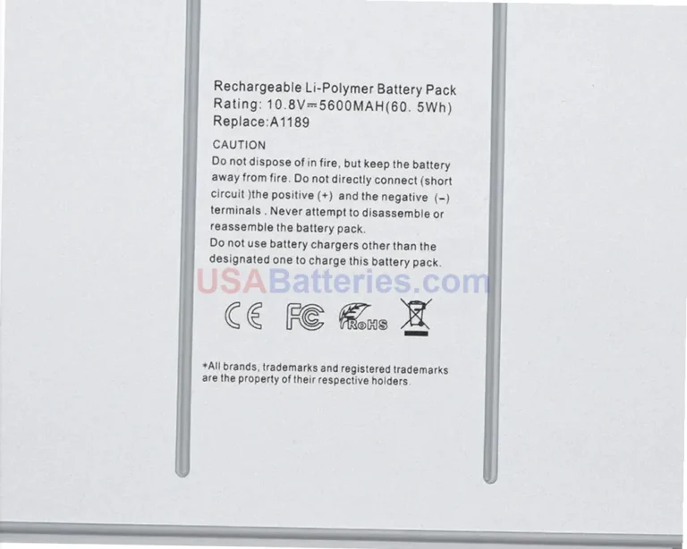 Apple A1189MA458G replacement laptop battery for A1212