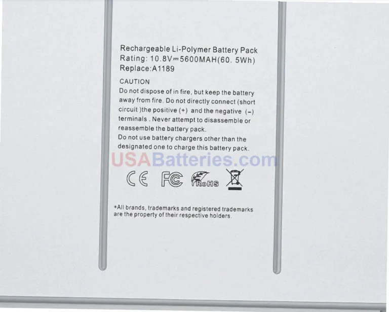 Apple A1261 replacement laptop battery for A1212