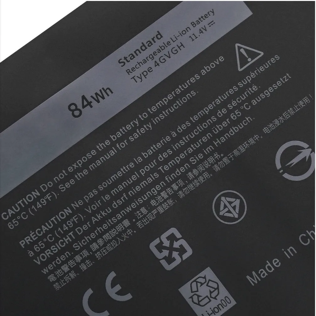 Dell 4GVGH Replacement Battery for Precision 5000 Series Dell 4GVGH replacement laptop battery